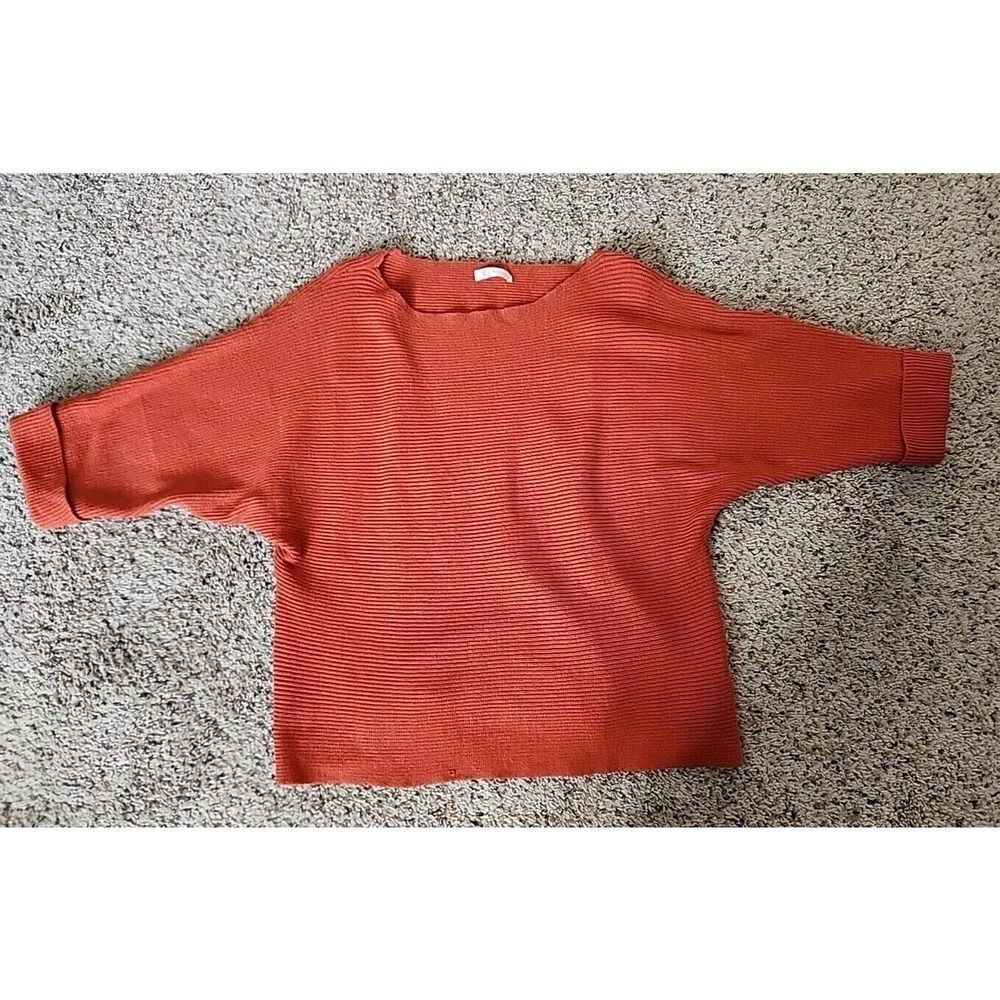 KIRUNDO Fall Winter Spring Oversized Short Sleeve Oramge Sweater Casual Medium